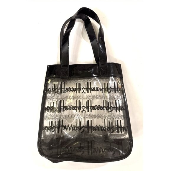 HARRODS Clear Tote Bag Double Handles Open Top - Picture 2 of 6